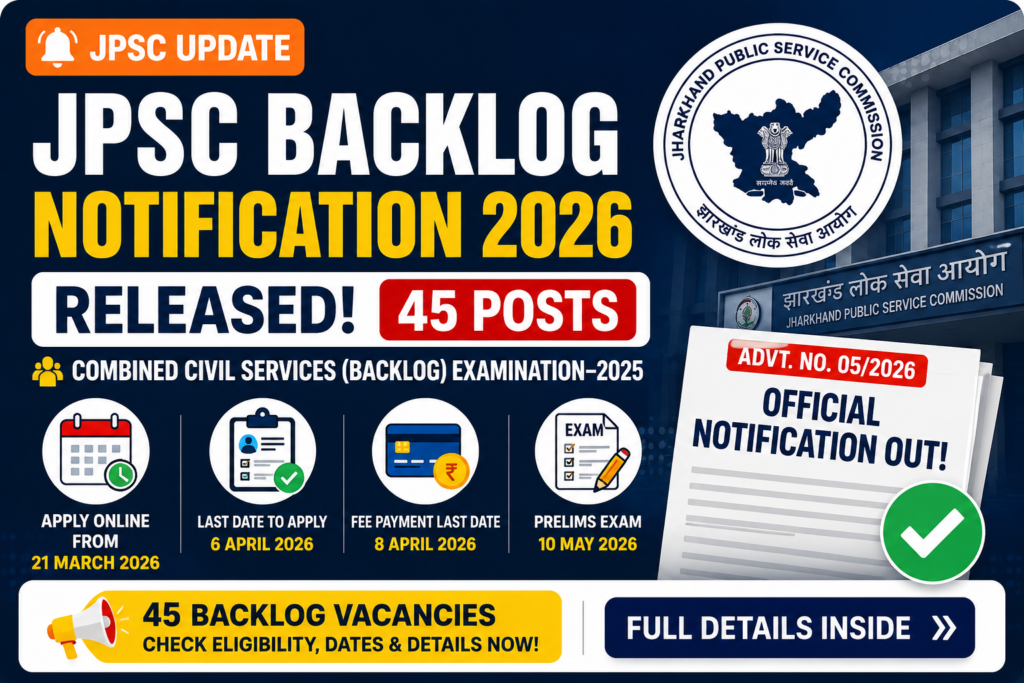 JPSC Backlog Vacancy - 45 posts